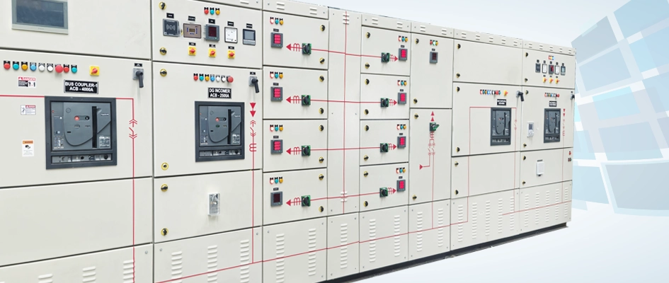 DG synchronization panel manufactured by Wisdom Techno Solutions, Vadodara