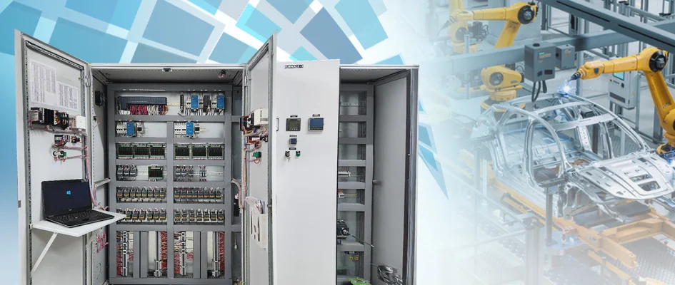 PLC automation control panel manufactured by Wisdom Techno Solutions, Vadodara