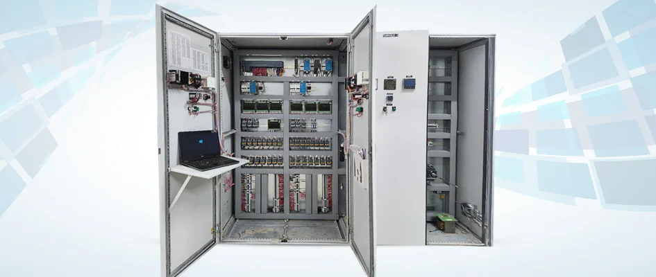 PLC automation control panel manufactured by Wisdom Techno Solutions, Vadodara